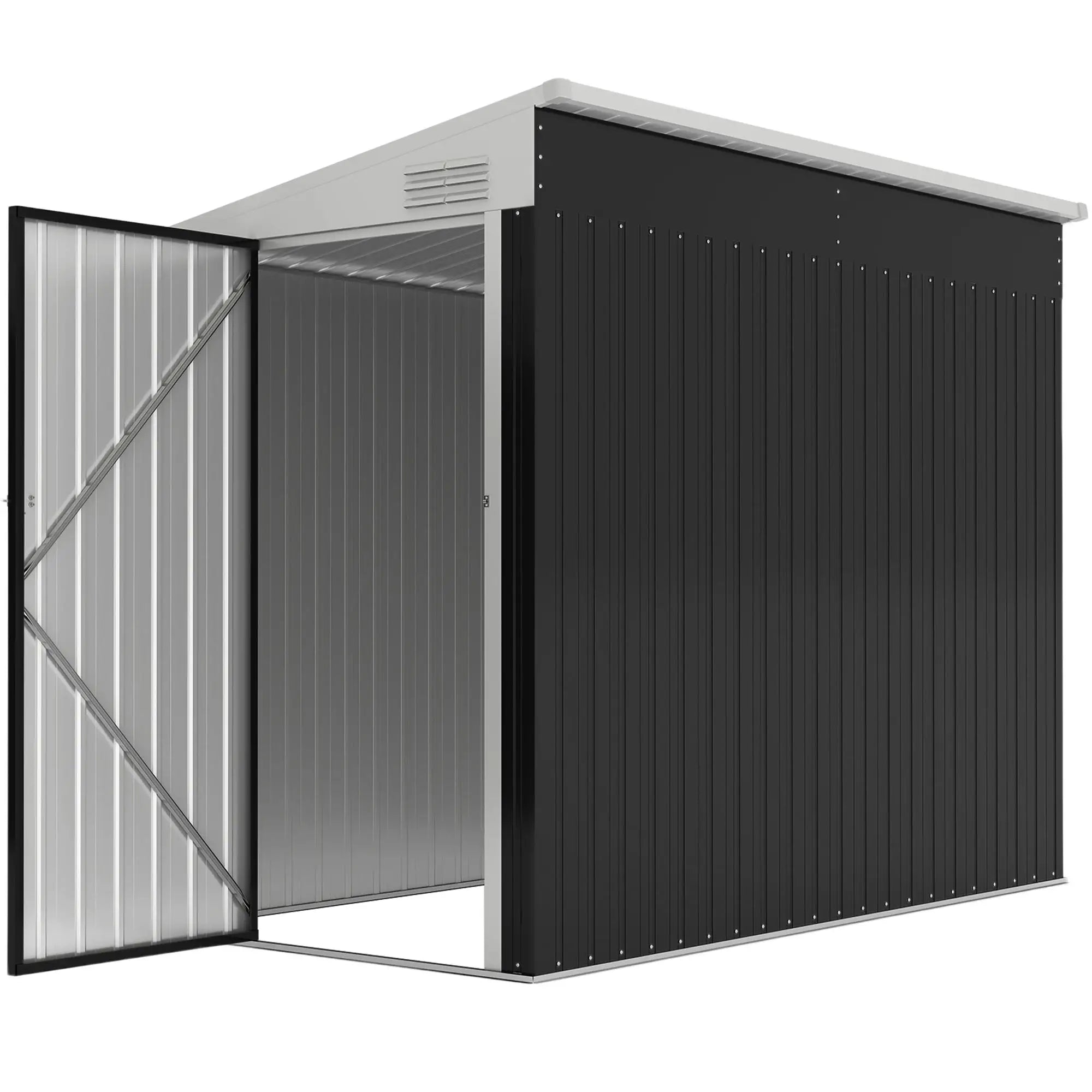 4' x 8' Outdoor Storage Shed, Metal Tool Shed, Lockable Door, Air Vents, Dark Grey Sheds Dark Grey at Gallery Canada