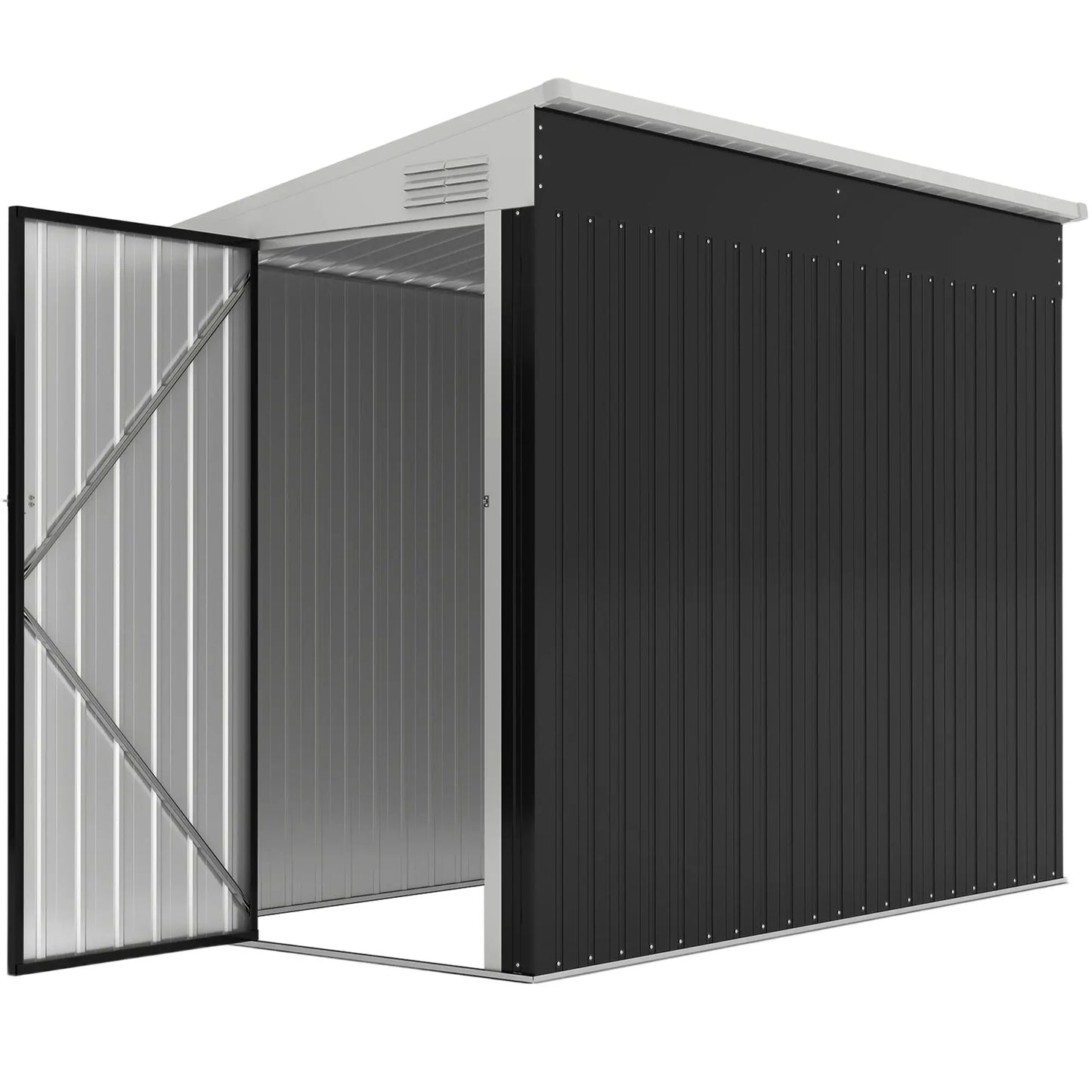 4' x 8' Outdoor Storage Shed, Metal Tool Shed, Lockable Door, Air Vents, Dark Grey Sheds Dark Grey at Gallery Canada