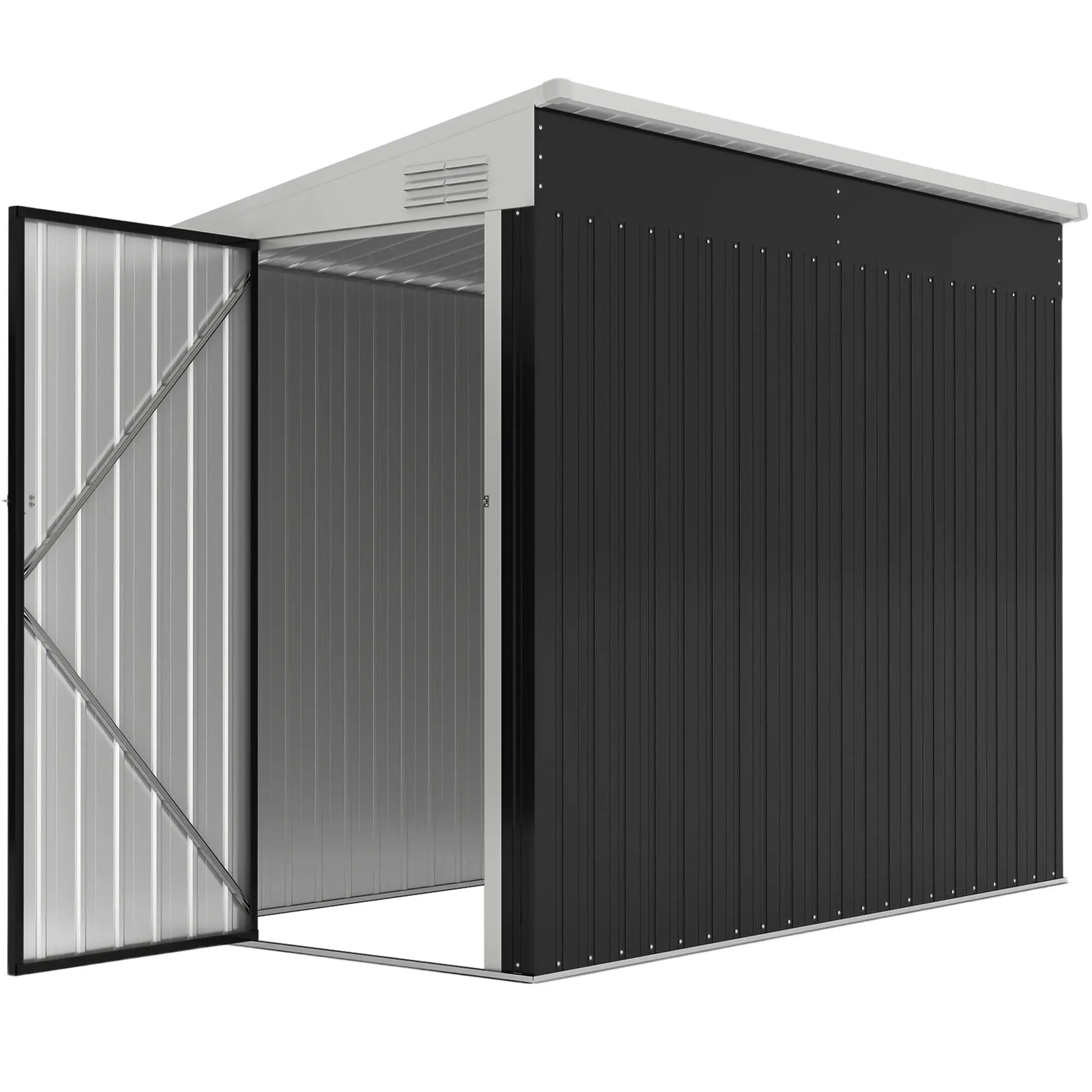 4' x 8' Outdoor Storage Shed, Metal Tool Shed, Lockable Door, Air Vents, Dark Grey Sheds Dark Grey at Gallery Canada