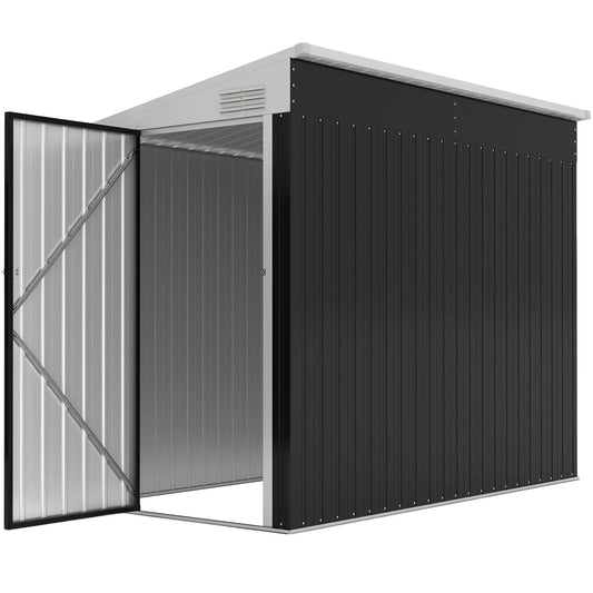 4' x 8' Outdoor Storage Shed, Metal Tool Shed, Lockable Door, Air Vents, Dark Grey Sheds Dark Grey at Gallery Canada