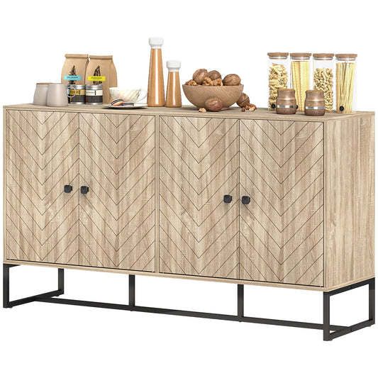 Sideboard Buffet Cabinet, 2 Adjustable Shelves, Steel Base, Oak Storage Cabinets Oak at Gallery Canada