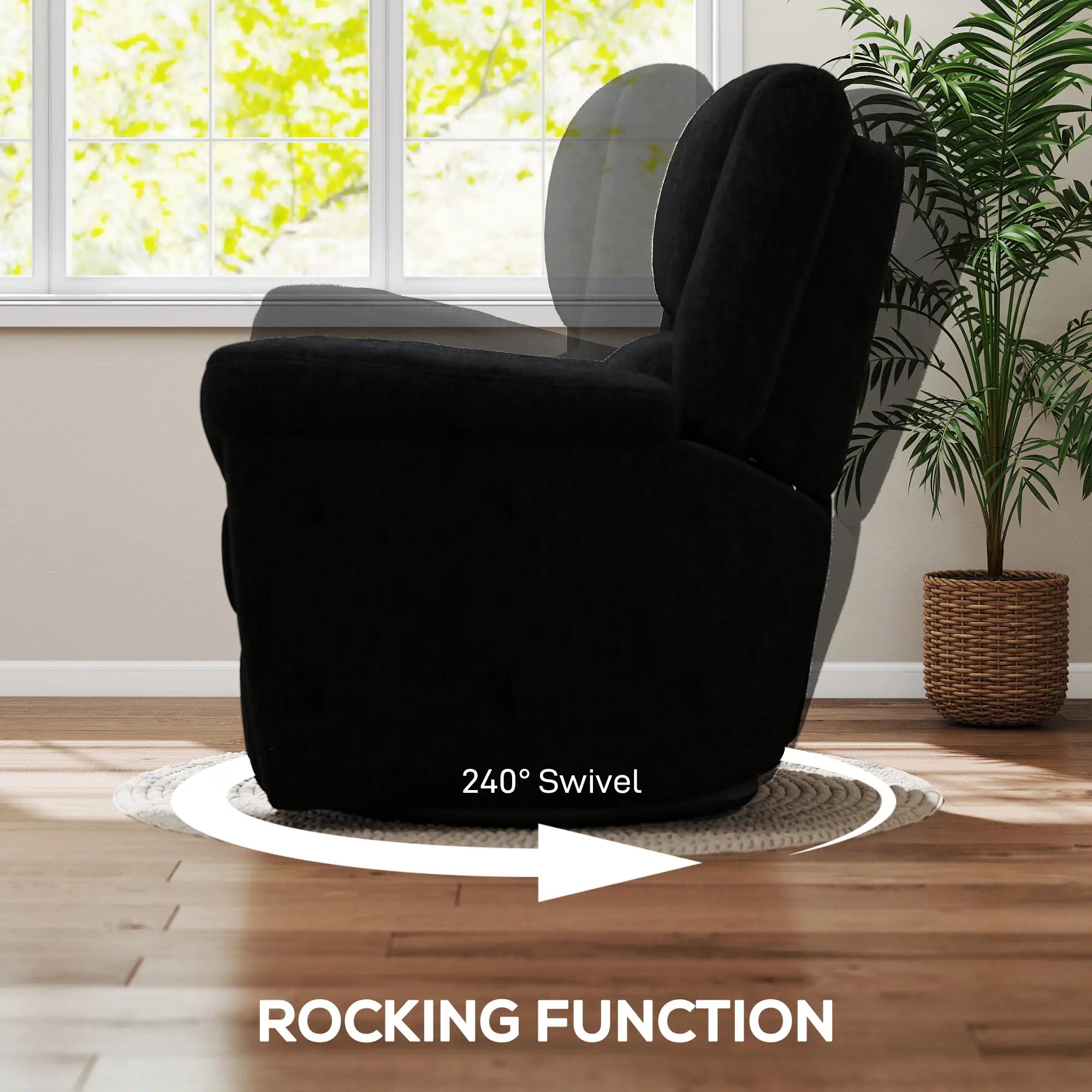 Power Recliner Chair, Fabric, USB Ports, Swivel & Rocking, Black Sofas & Reclining Chairs at Gallery Canada