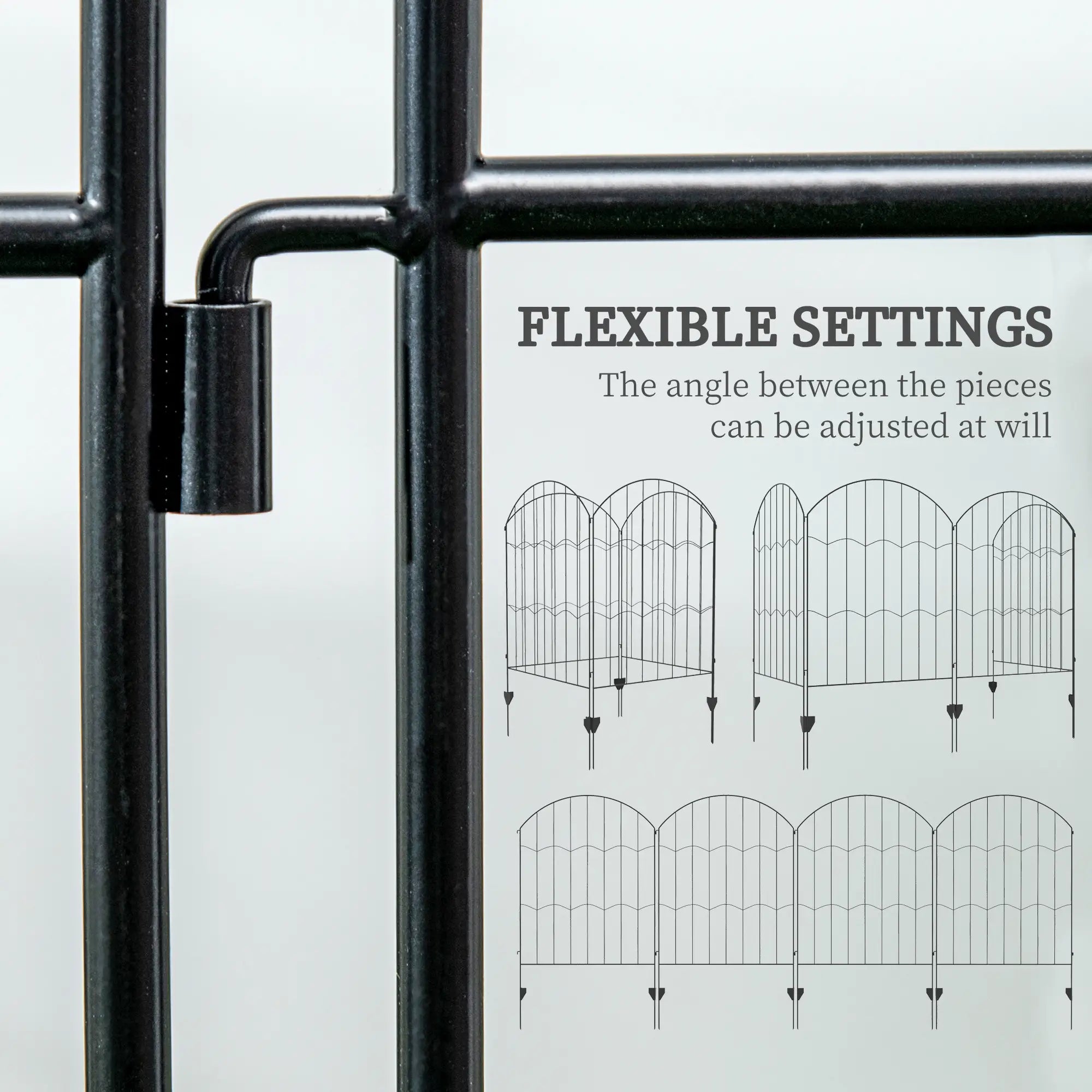 4 Pack Garden Fencing, Decorative Fence Panels, Circle, Wave, Black Garden Fences at Gallery Canada