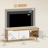 Meuble TV pour téléviseurs jusqu'à 55 pouces, console TV de style ferme, chêne et blanc