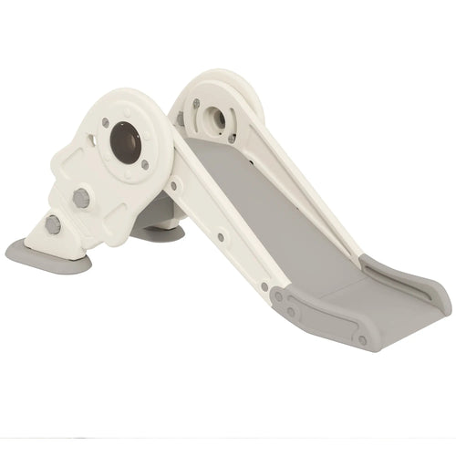 3 in 1 Toddler Slide, Foldable with Basketball Hoop, Climber, Cream White