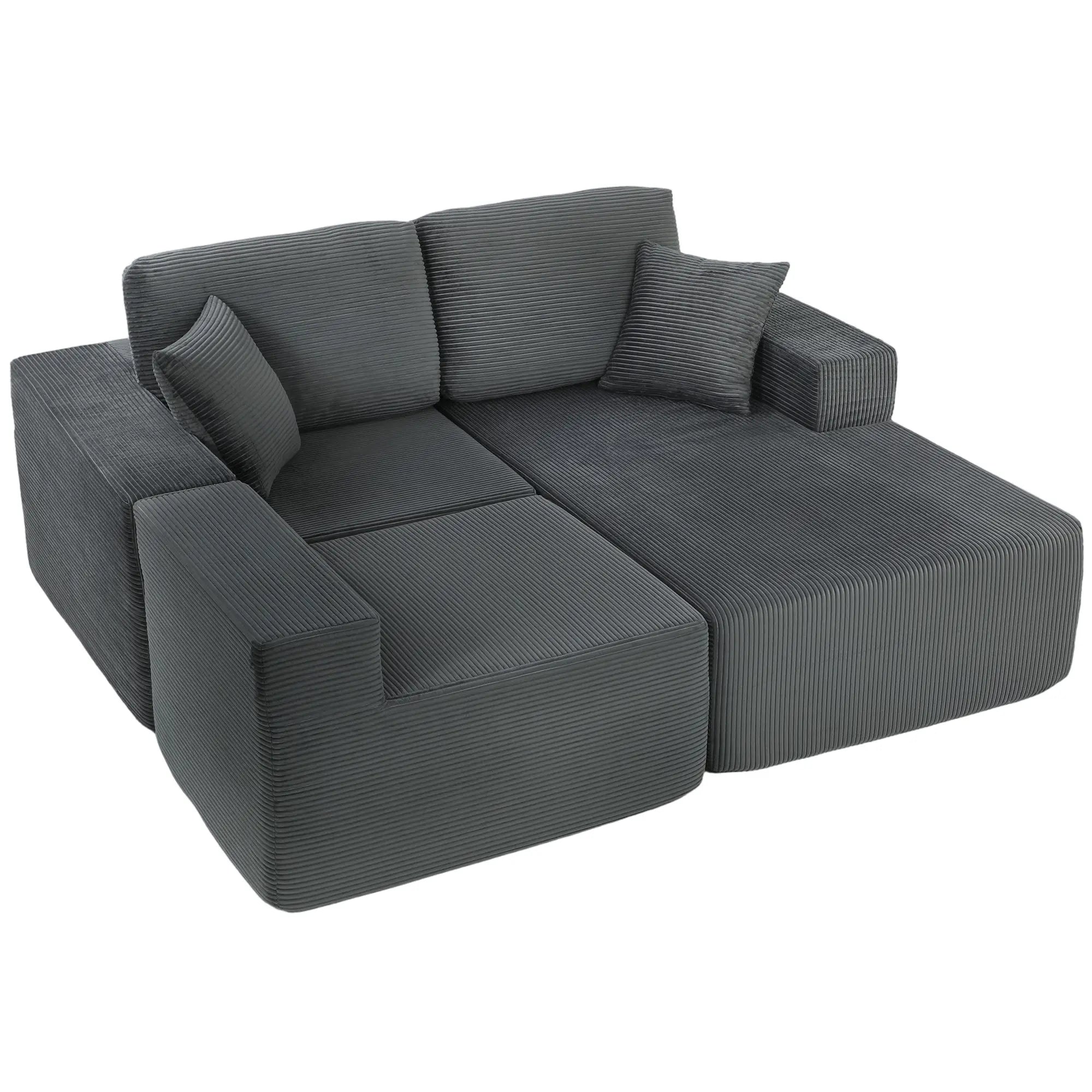 Modular Sectional Sofa Bed, L Shaped Couch, Dark Grey 3-Seater Sofas Dark Grey at Gallery Canada