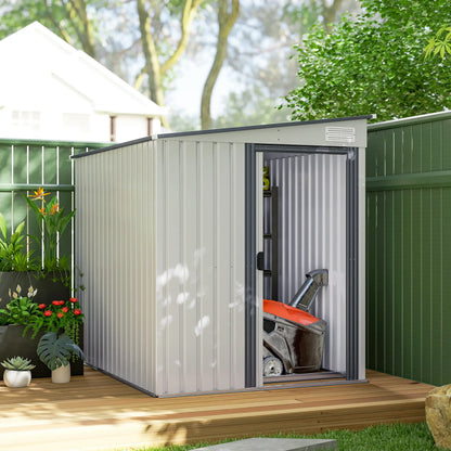5'x7' Lean to Metal Shed, Sliding Door, 2 Vents, White
