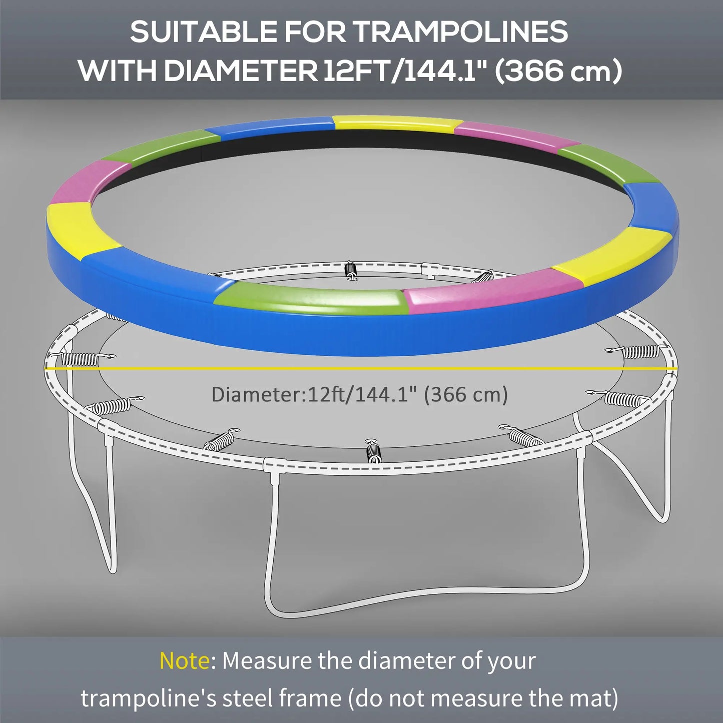 12FT Trampoline Spring Cover, Waterproof, Tear-Resistant, Multi-Colored Trampolines at Gallery Canada