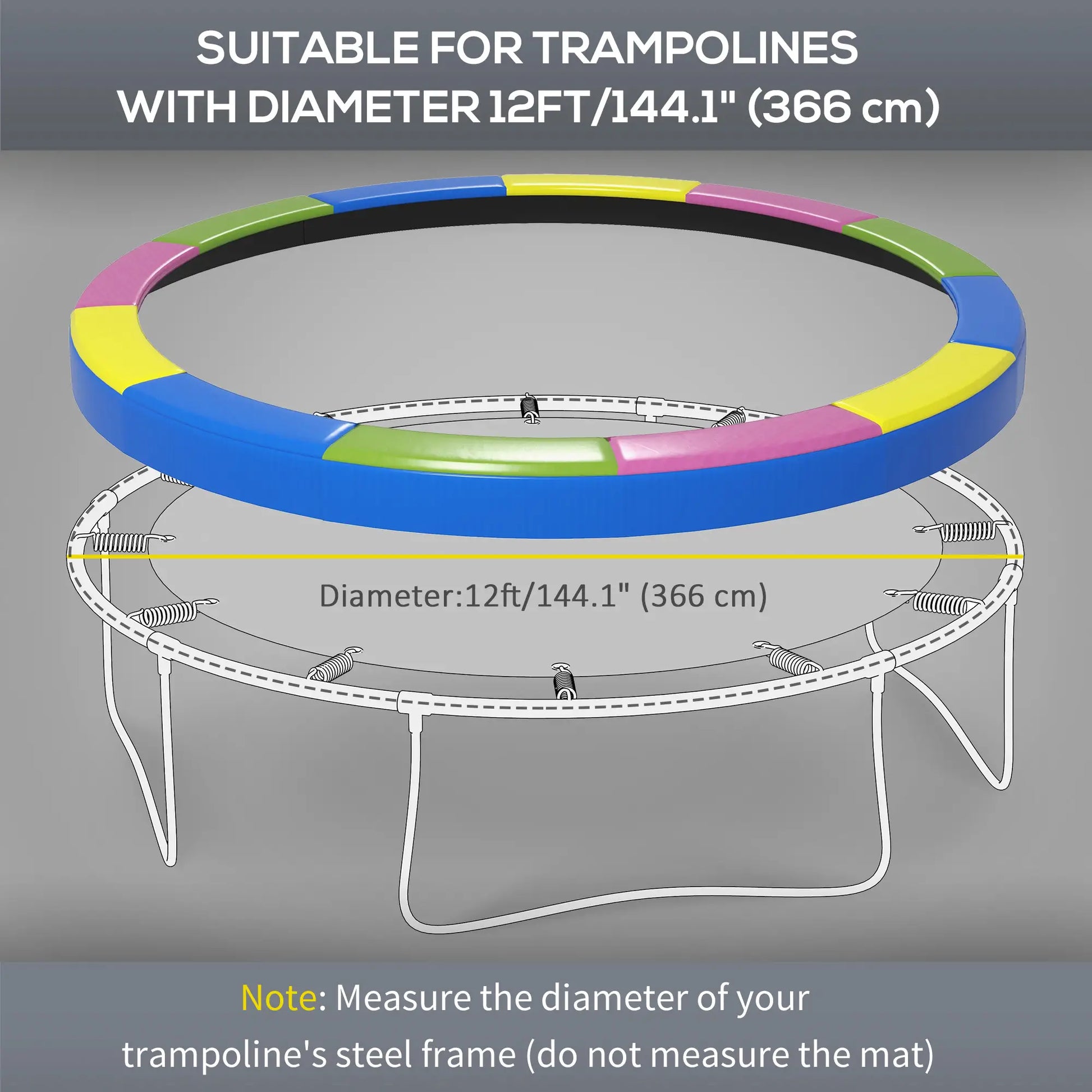 12FT Trampoline Spring Cover, Waterproof, Tear-Resistant, Multi-Colored Trampolines at Gallery Canada