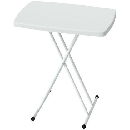 Portable Patio Side Table, Adjustable Height, HDPE Top, Metal Frame, White Patio Side Tables White at Gallery Canada