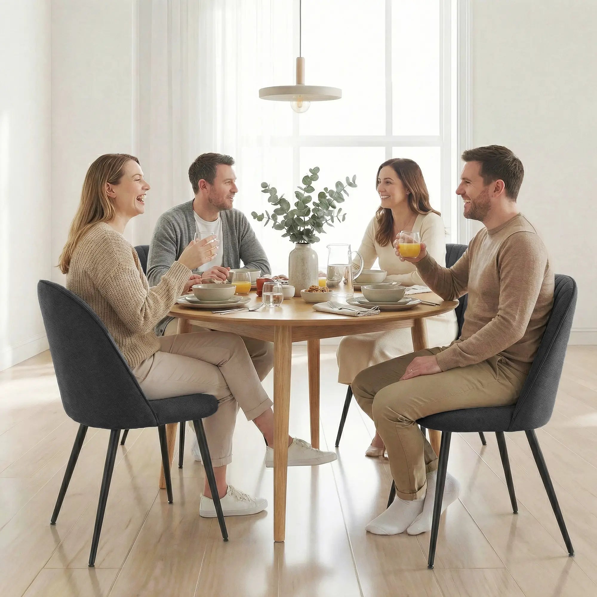 Modern Dining Chairs, Velvet Upholstered, Steel Legs, Black Dining Chairs at Gallery Canada