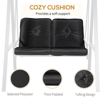 2-Seater Outdoor Porch Swing, Adjustable Canopy, Black Patio Swings with Stand at Gallery Canada