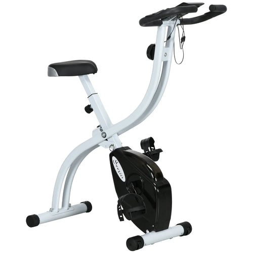 Foldable Quiet Exercise Bike, 8-Level Magnetic Resistance, Pulse Sensor, LCD Monitor, Black