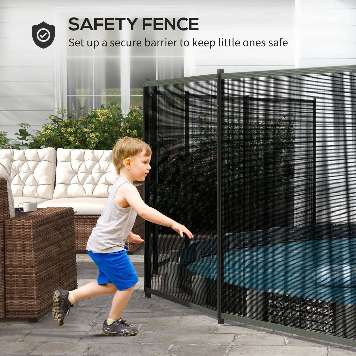 4 Panel Swimming Pool Fence, Aluminum Rustproof, 4' x 12', Black Garden Fences at Gallery Canada
