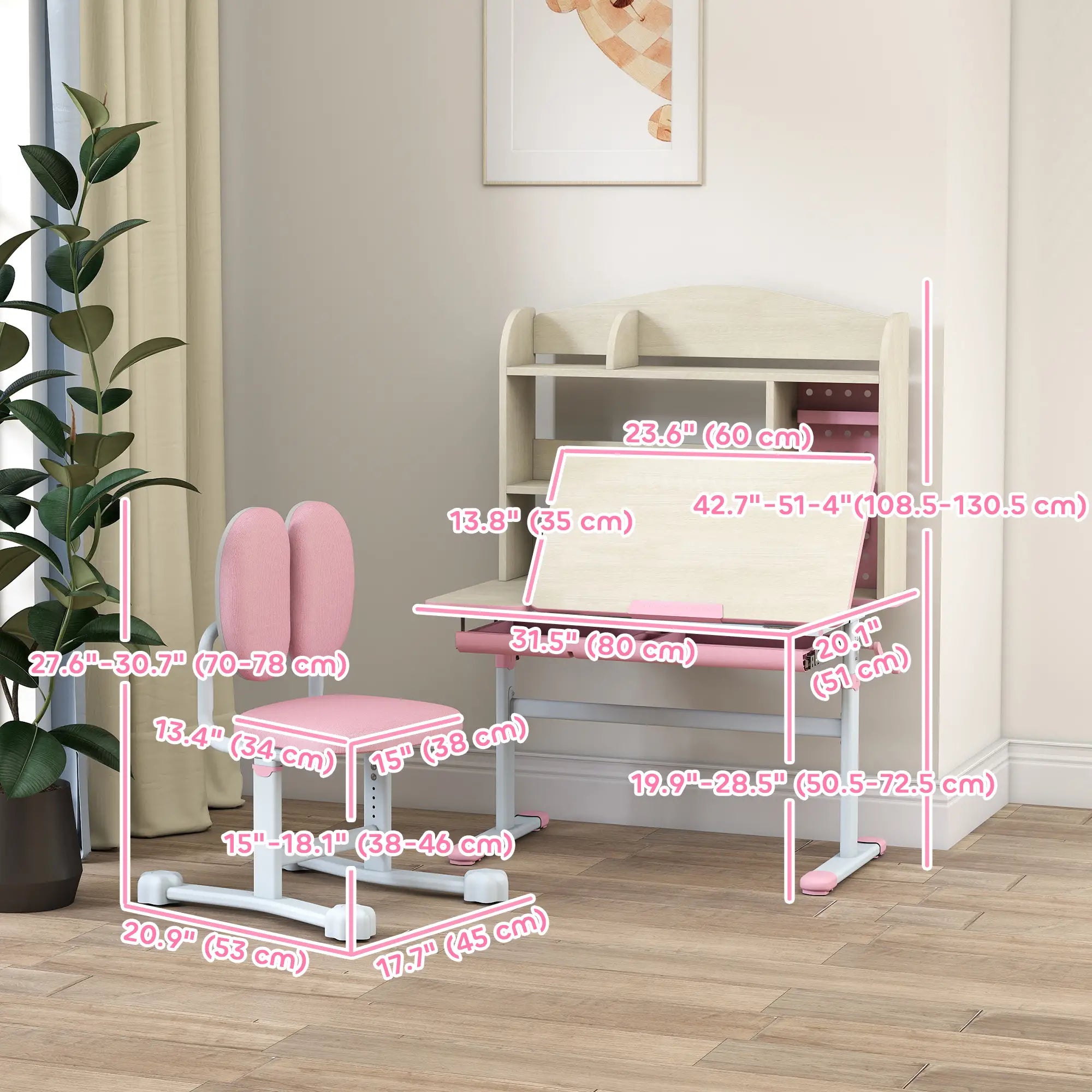 Kids Desk Chair Set, Adjustable Height, Ages 3-12, Pink Kids Desk Sets at Gallery Canada