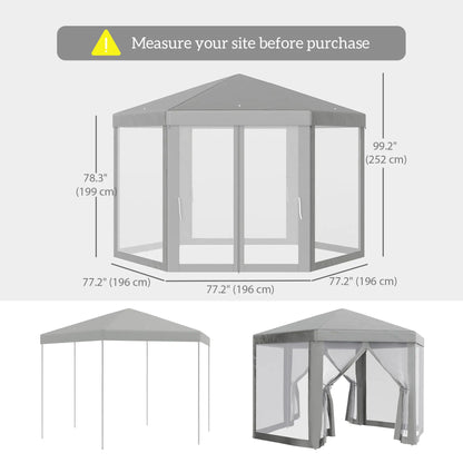 Hexagon Party Tent, Patio Gazebo with Netting, Dark Grey Canopy Tents at Gallery Canada