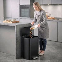 13.2 Gallon Slim Trash Can, Stainless Steel, Black