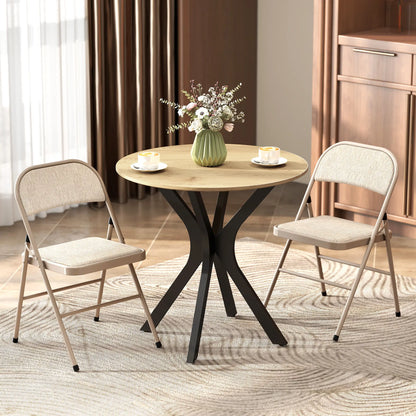 Metal Foldable Chairs, Linen Fabric Padded, Cushion Seat, Open Back, Beige Dining Chairs at Gallery Canada