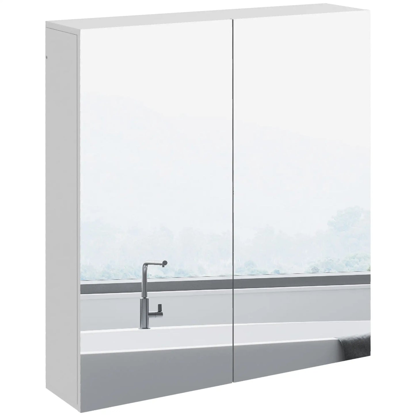 Wall Mounted Mirror Cabinet, Bathroom Medicine, 2 Doors, Adjustable Shelf Mirror Medicine Cabinets White at Gallery Canada