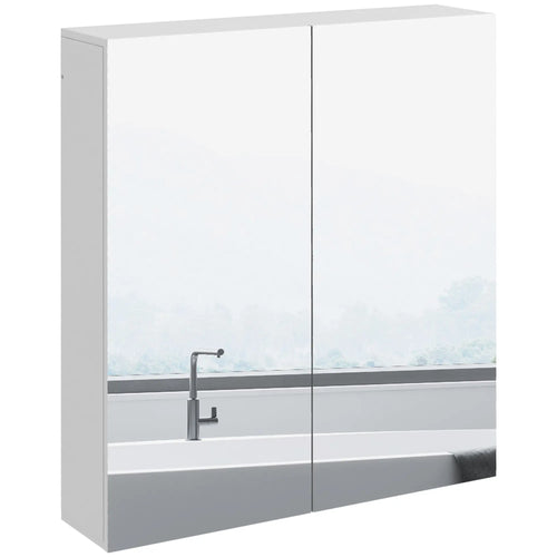 Wall Mounted Mirror Cabinet, Bathroom Medicine, 2 Doors, Adjustable Shelf