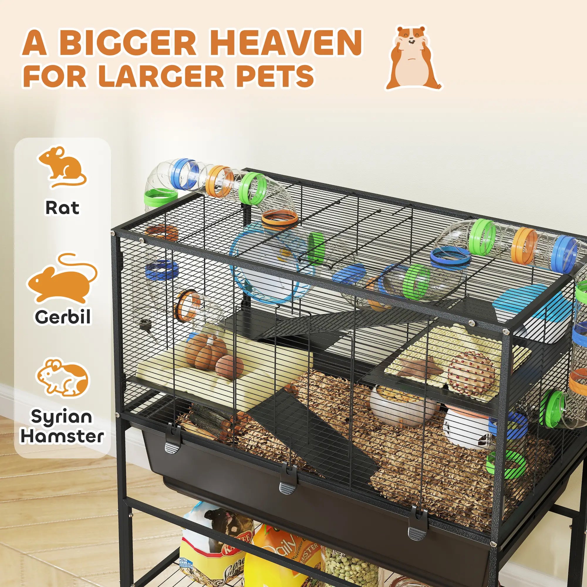 3 Tier Rolling Hamster Cage, 7