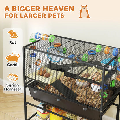 3 Tier Rolling Hamster Cage, 7" Deep Tray, Exercise Wheel, Tube System Hamster Cages at Gallery Canada