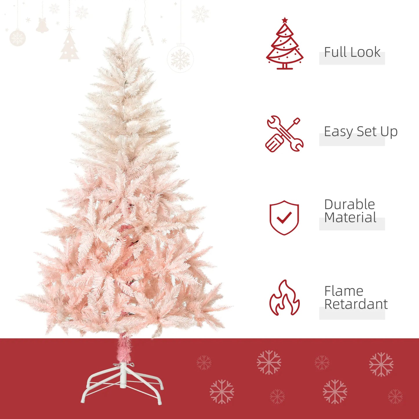 7ft Artificial Christmas Tree, Automatic Open, White and Pink Artificial Christmas Trees at Gallery Canada