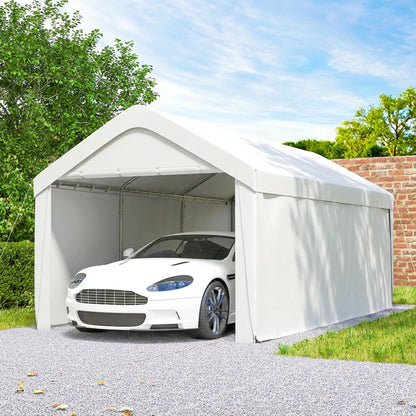 10 x 20 ft Portable Garage, 2 Roll-Up Doors, Removable Sidewalls, White Car Shelters at Gallery Canada