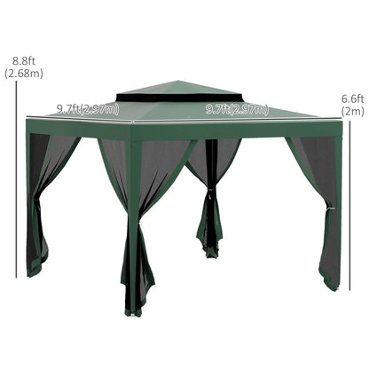 10' x 10' Outdoor Canopy Tent, Mesh Netting, Double Tier Roof Gazebos at Gallery Canada