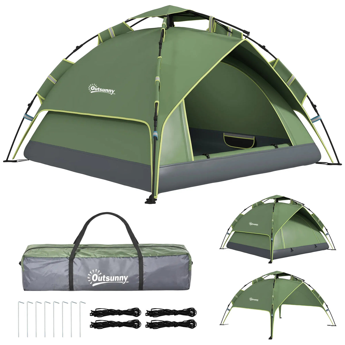 3 Person Camping Tent, 1000mm Waterproof, Dark Green Camping Tents at Gallery Canada