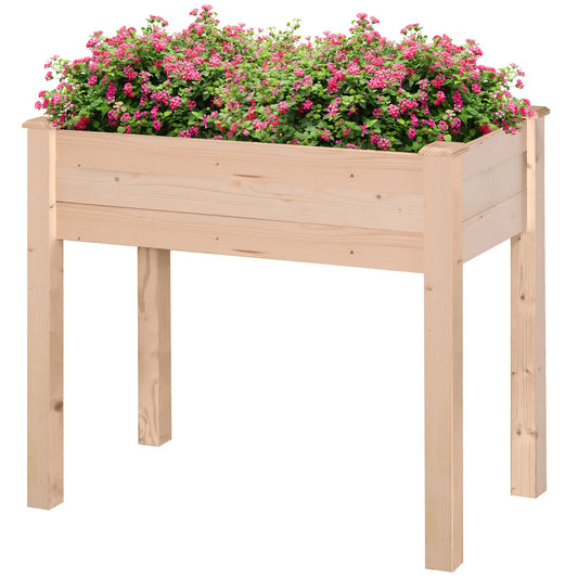 34"x18"x30" Wooden Raised Garden Bed, Elevated Planter Box with Legs, Natural Elevated Garden Beds Natural at Gallery Canada