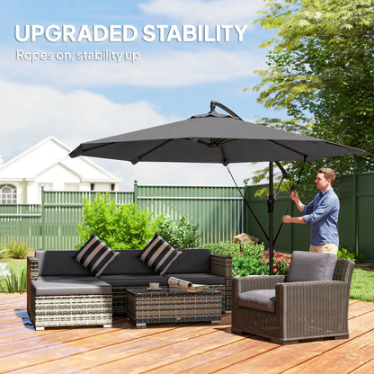 10FT Cantilever Patio Umbrella, 8 Ribs, Cover, Wind Ropes, Dark Grey Offset Cantilever Umbrellas at Gallery Canada