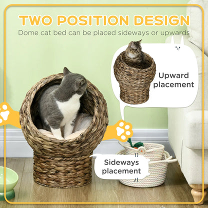 Wicker Cat Bed With Cushion, Stand, Indoor, Dark Brown Cat Houses at Gallery Canada