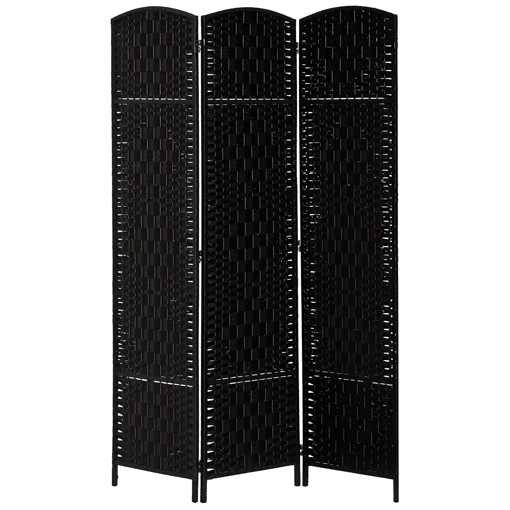 6ft Folding Room Divider, 3 Panel Wooden Frame, Black Room Dividers Black at Gallery Canada