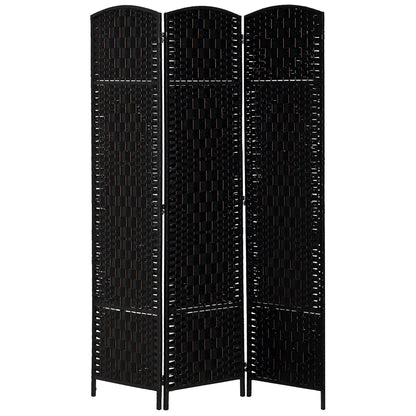 6ft Folding Room Divider, 3 Panel Wooden Frame, Black Room Dividers Black at Gallery Canada