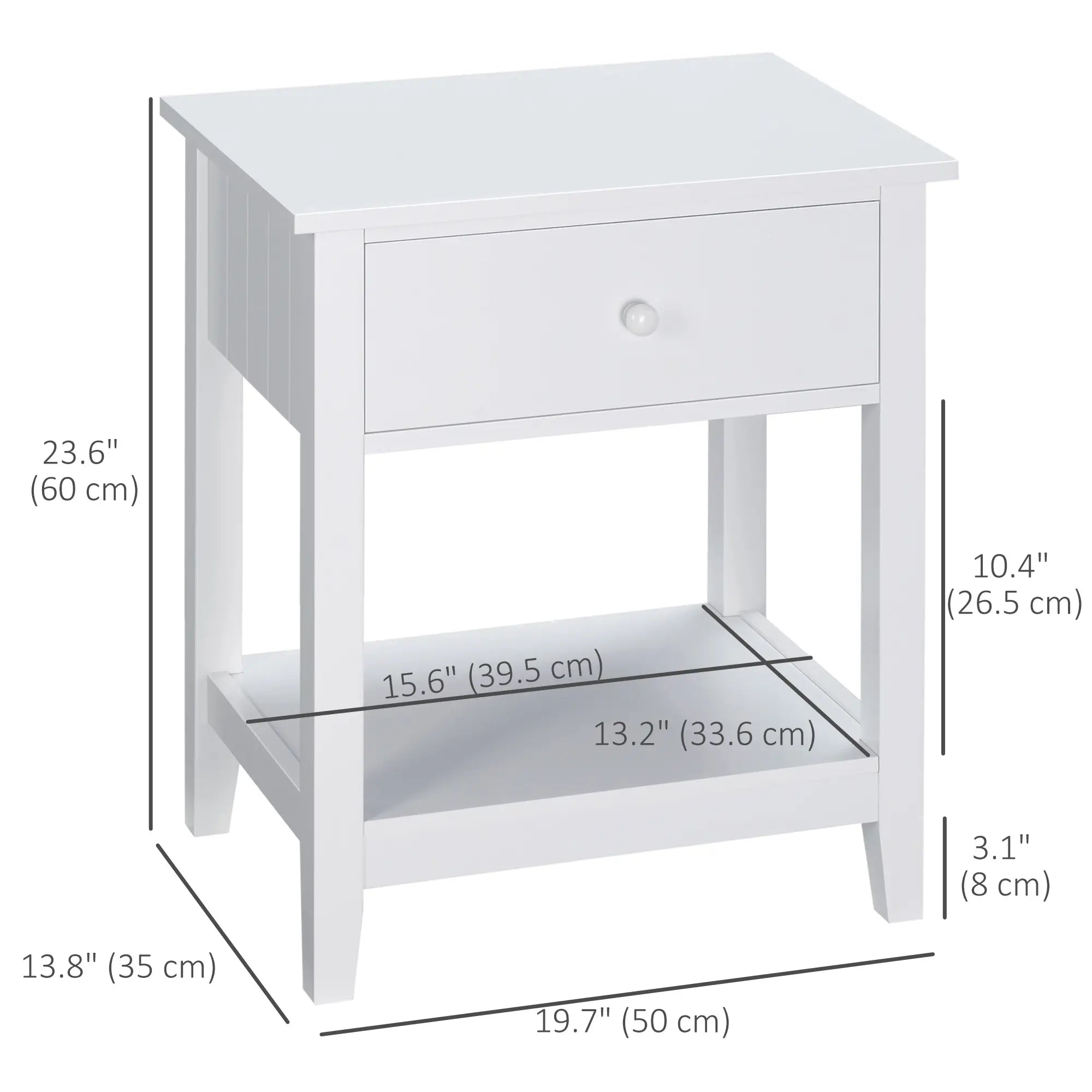 Modern Nightstand, Small End Table with Drawer, Storage Shelf, White Side Tables at Gallery Canada