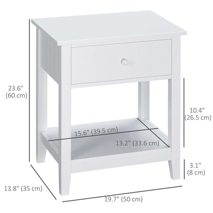 Modern Nightstand, Small End Table with Drawer, Storage Shelf, White Side Tables at Gallery Canada