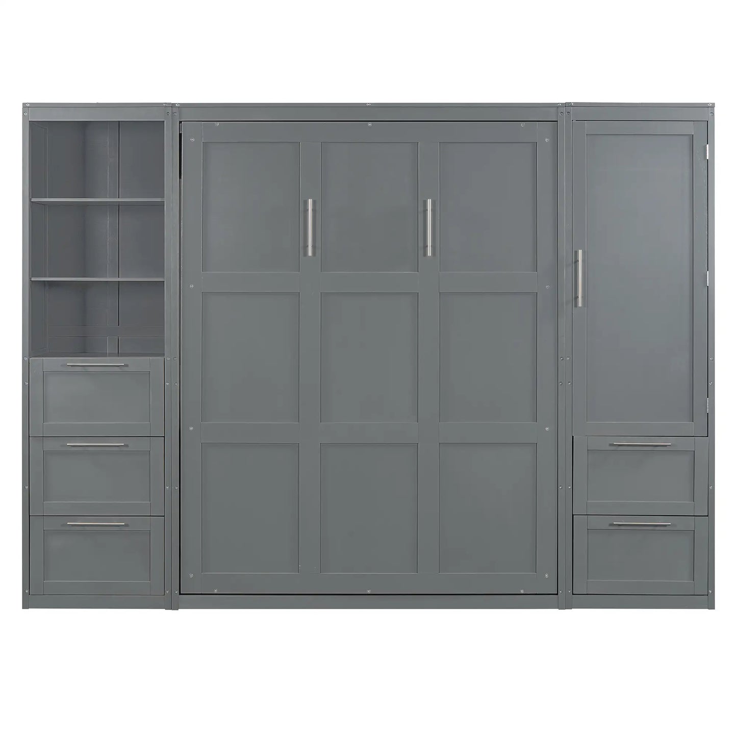 Murphy Bed with Closet, Drawers, Shelves, 120" L x 20" W x 88.5" H, Grey Bed Frames at Gallery Canada