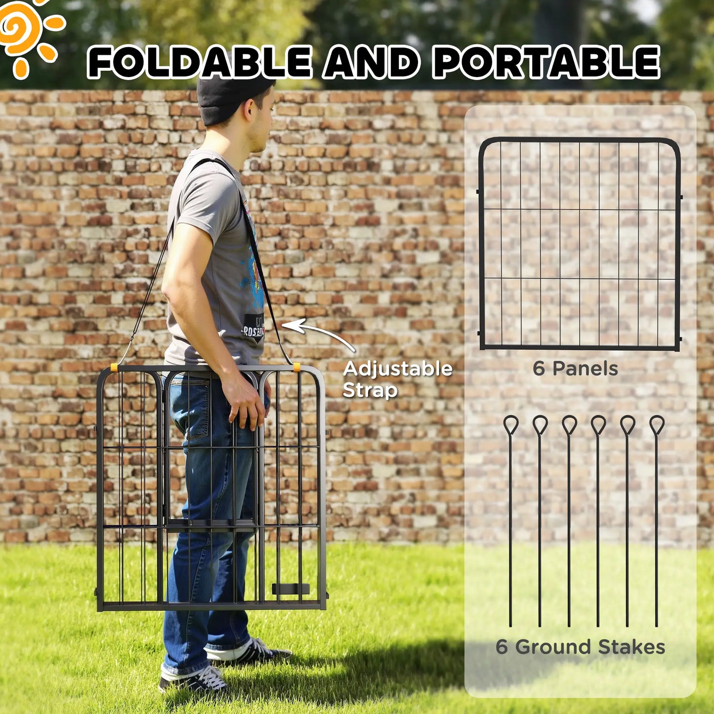 6 Panels Heavy Duty Dog Playpen, 24" Height, Portable Foldable Houses, Kennels & Pens at Gallery Canada