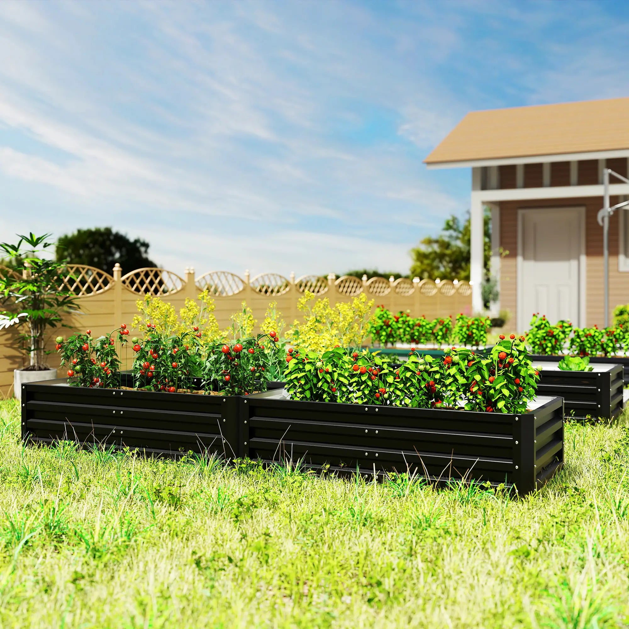 Steel Raised Garden Bed, 8x8x1ft, Set of 5 Large Planters, Black Galvanized Planter Boxes at Gallery Canada