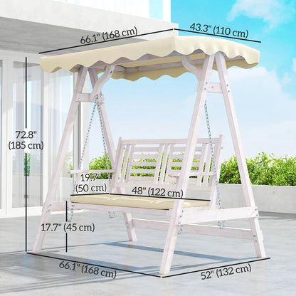2 Seater Patio Swing with Stand, Canopy, Cushion, Wooden Bench Patio Swings with Stand at Gallery Canada