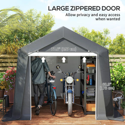 10' x 10' Outdoor Storage Shed, Portable Garage, Dark Grey