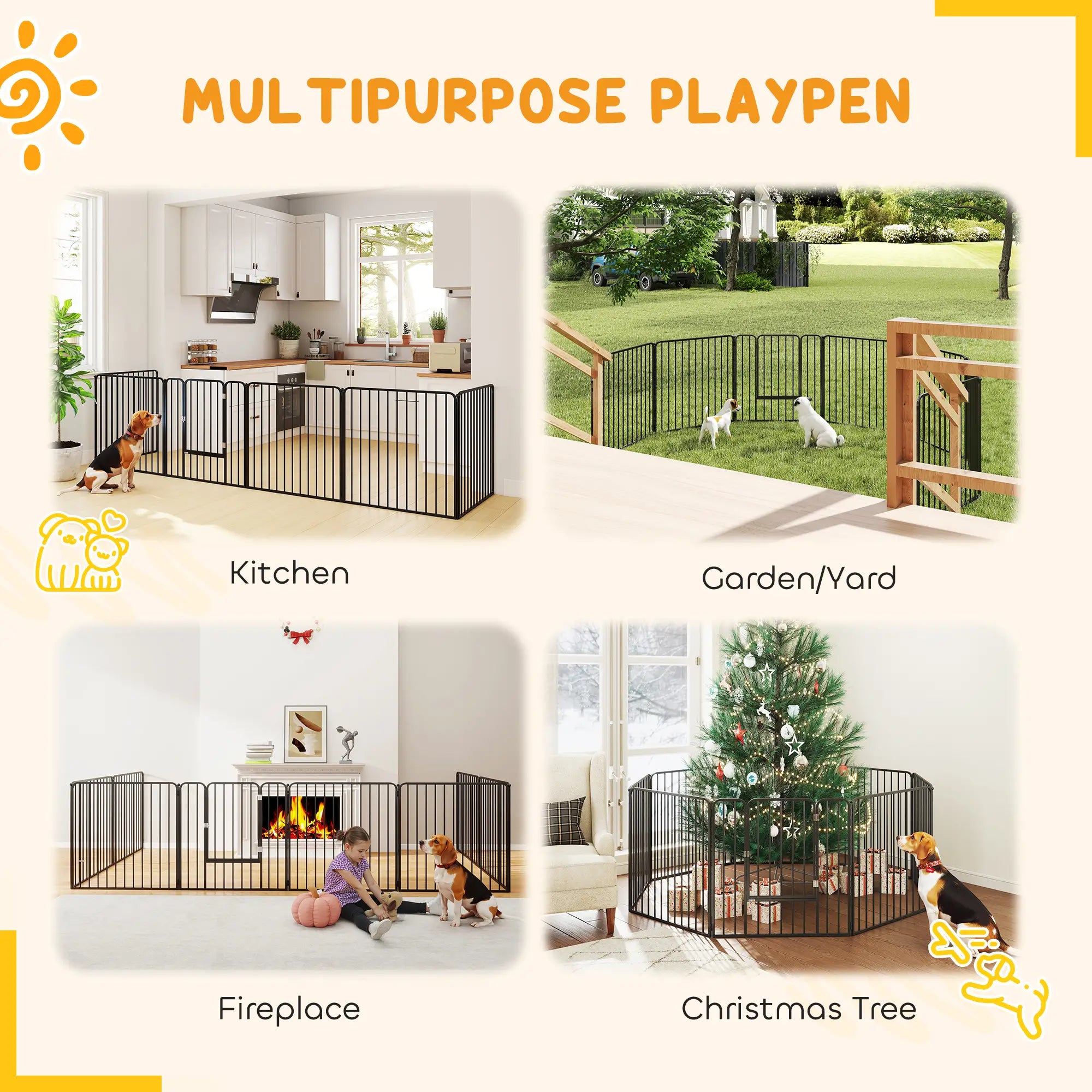 Outdoor Dog Fence, 8 Panels 31.5