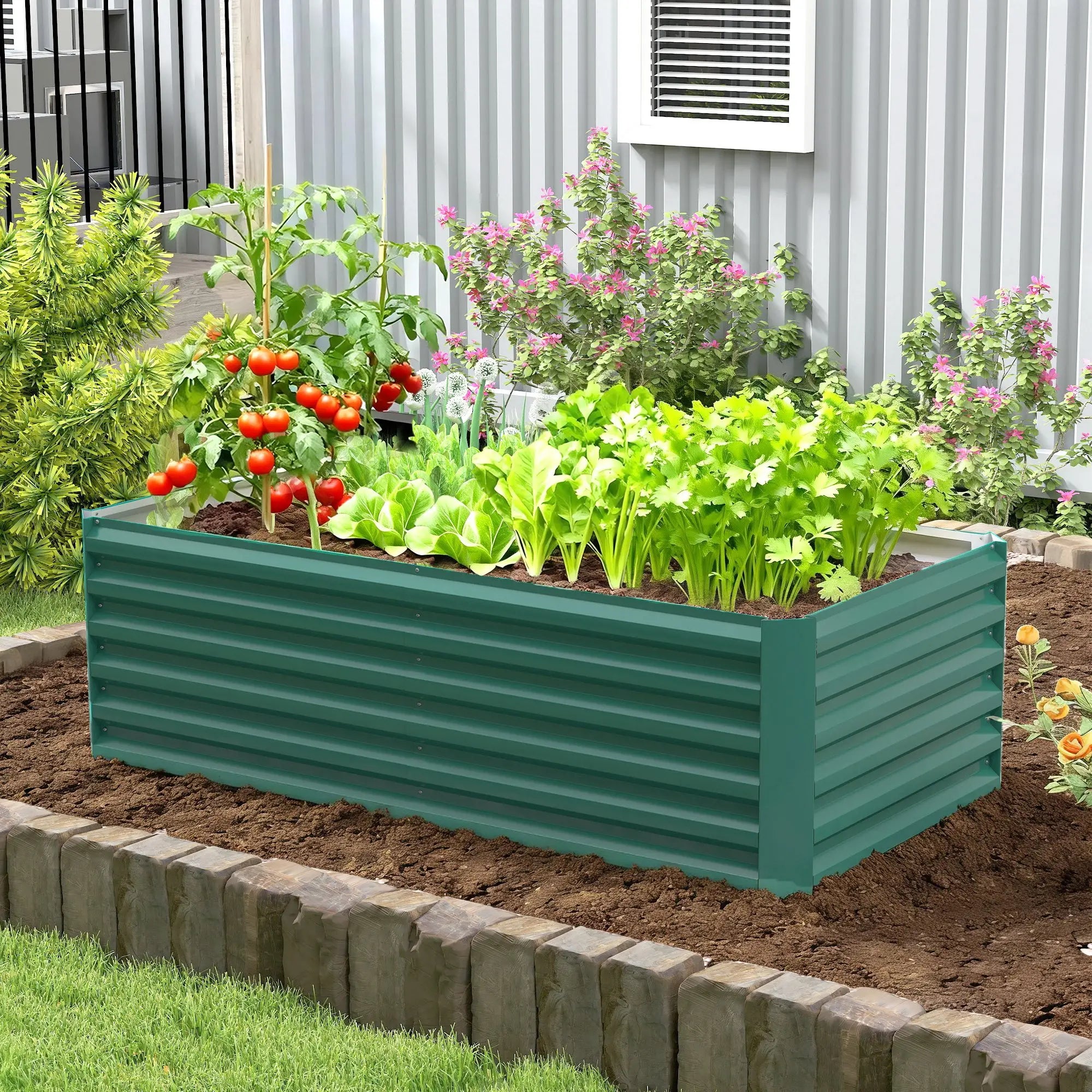 6' x 3' x 2' Raised Garden Bed, Galvanized Planter Box, Dark Green Galvanized Planter Boxes at Gallery Canada