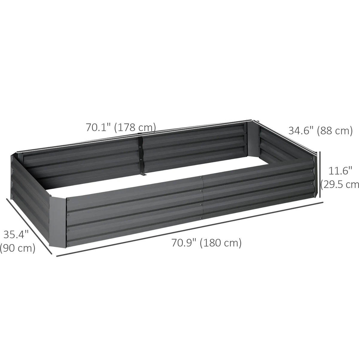6' x 3' x 1' Raised Garden Bed, 2 Trellis Tomato Cages, Steel Frame, Dark Grey Raised Garden Beds at Gallery Canada