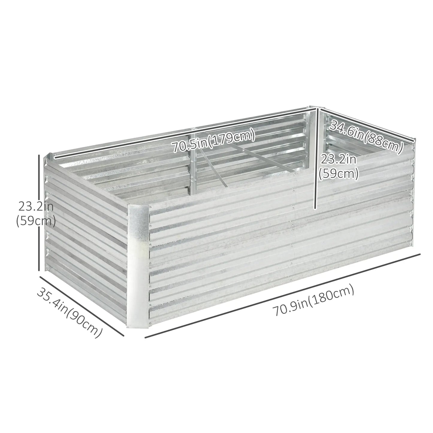 Galvanized Raised Garden Bed, Steel Outdoor Planter, 71'' x 35'' x 23'', Silver Galvanized Planter Boxes at Gallery Canada