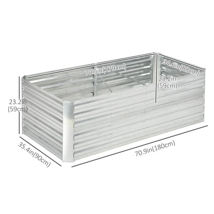 Galvanized Raised Garden Bed, Steel Outdoor Planter, 71'' x 35'' x 23'', Silver Galvanized Planter Boxes at Gallery Canada