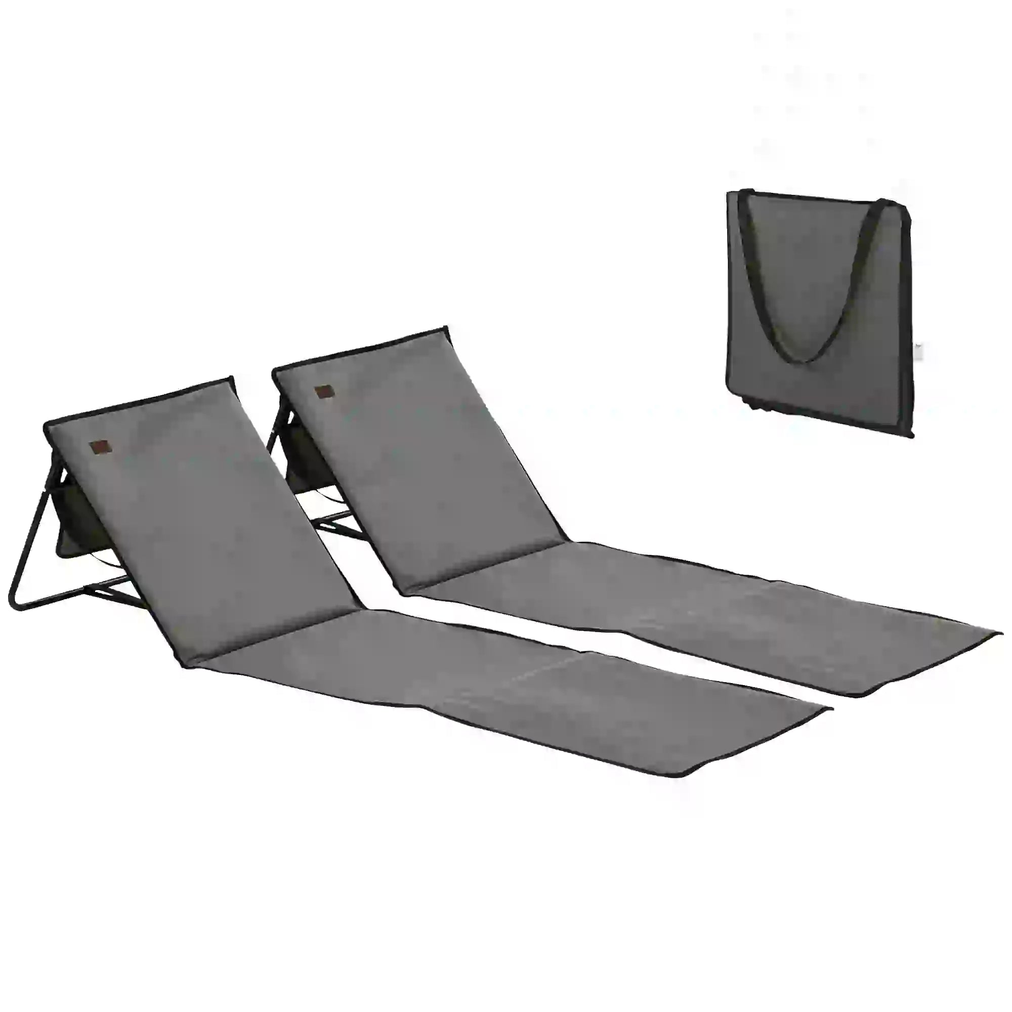 Foldable Lounge Chairs, Adjustable Backrest, Set of 2, Grey Beach Accessories at Gallery Canada