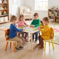 Ensemble table et 4 chaises pour enfants pour l'artisanat et la collation, Jaune