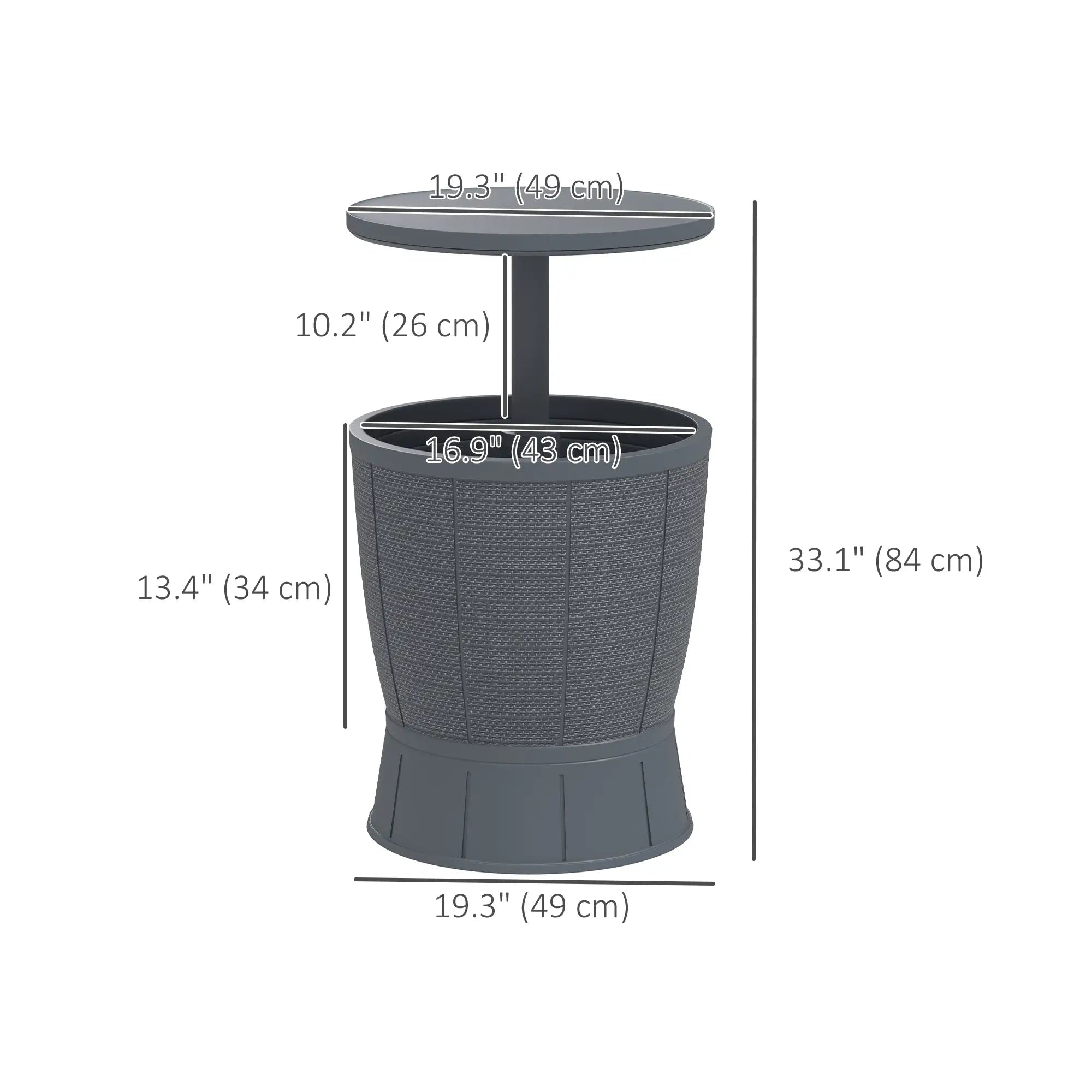 11 Gallon Patio Cooler Side Table, Adjustable Height, Drainage Plug, Grey Patio Side Tables at Gallery Canada